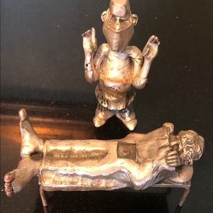 Peltro Italy Pewter Doctor And Patient Signed